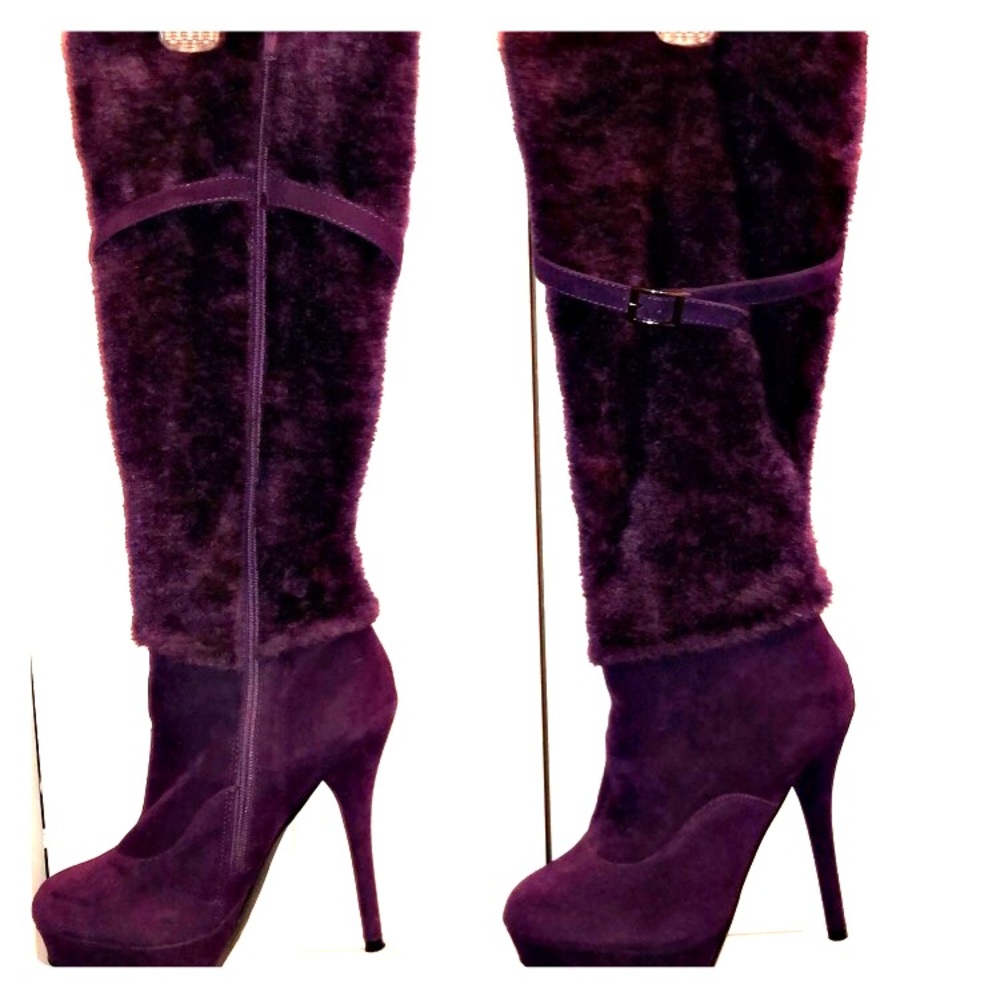 Knee high fur boots